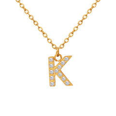 26-Letter Zirconia Titanium Steel Necklace – Cute Fashion Jewelry