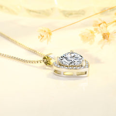 White Moissanite Heart Pendant Necklace – Fashion Jewelry Gift for Her