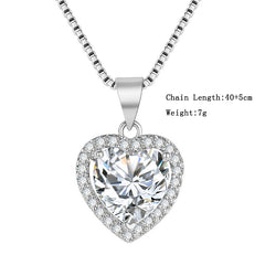 White Moissanite Heart Pendant Necklace – Fashion Jewelry Gift for Her