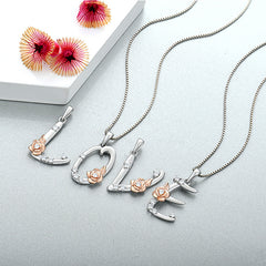 925 Sterling Silver Necklace with 26-Letter Zircon Pendant