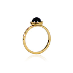 18K Gold-Plated Titanium Steel Ring with Multi-Colored Natural Stones for Women