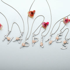 925 Sterling Silver Necklace with 26-Letter Zircon Pendant