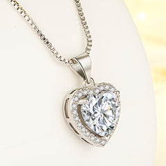White Moissanite Heart Pendant Necklace – Fashion Jewelry Gift for Her