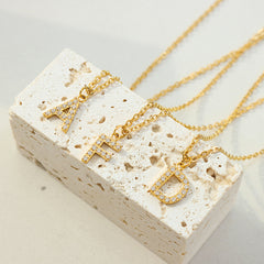 26-Letter Zirconia Titanium Steel Necklace – Cute Fashion Jewelry