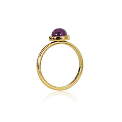 18K Gold-Plated Titanium Steel Ring with Multi-Colored Natural Stones for Women
